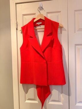 Vakko Sleeveless Red Tailored Blazer Vest
